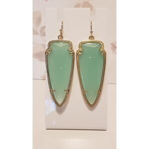 Kendra Scott Chalcedony (Sea/Green/Blue) Glass Skylar Earrings w/ Gold Hardware